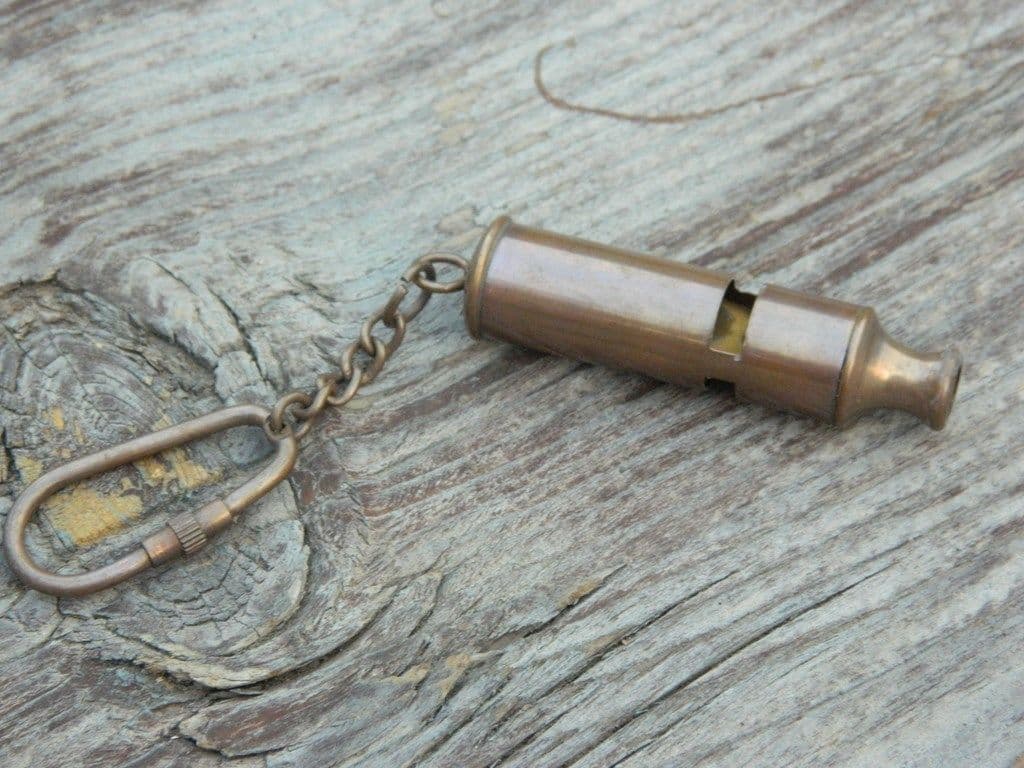  BRASS ANCHOR WHISTLE KEY CHAIN VINTAGE COLLECTIBLE NAUTICAL MARINE KAY RING NEW 2