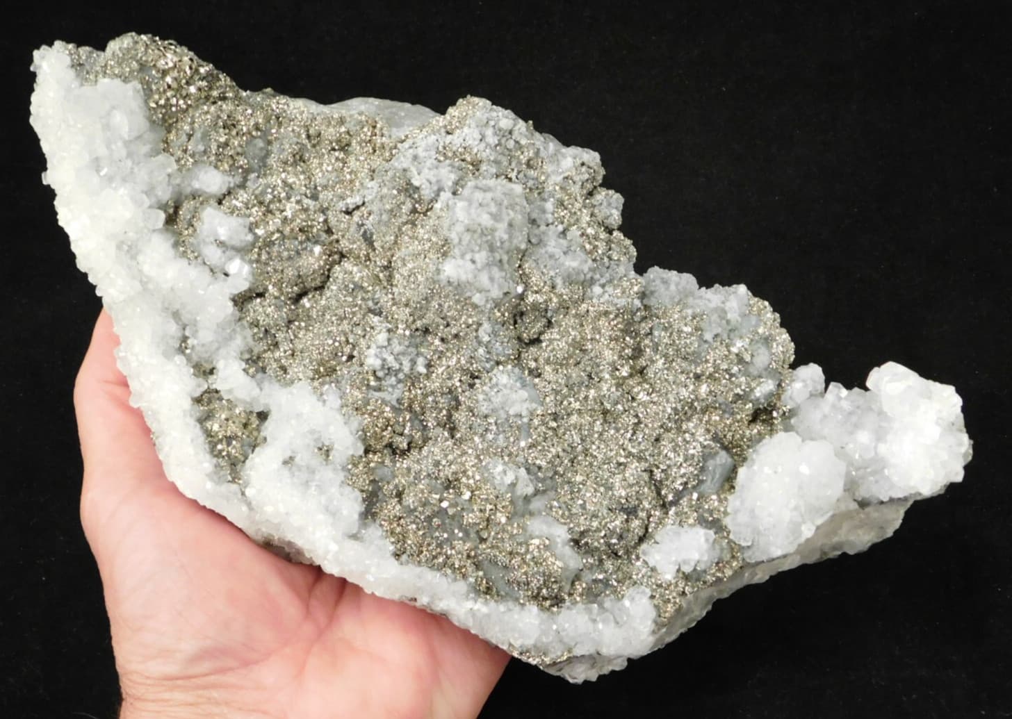 HUGE Pyrite Crystal Cluster With Fluorescent Calcite Crystals Mexico 2020gr 2