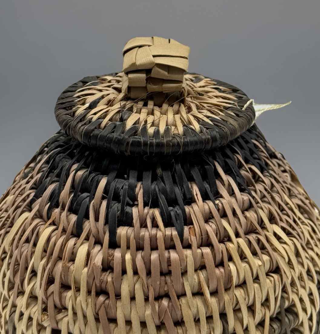 Hand Woven Basket w Lid, small Herb container, African arts and crafts, decor 5