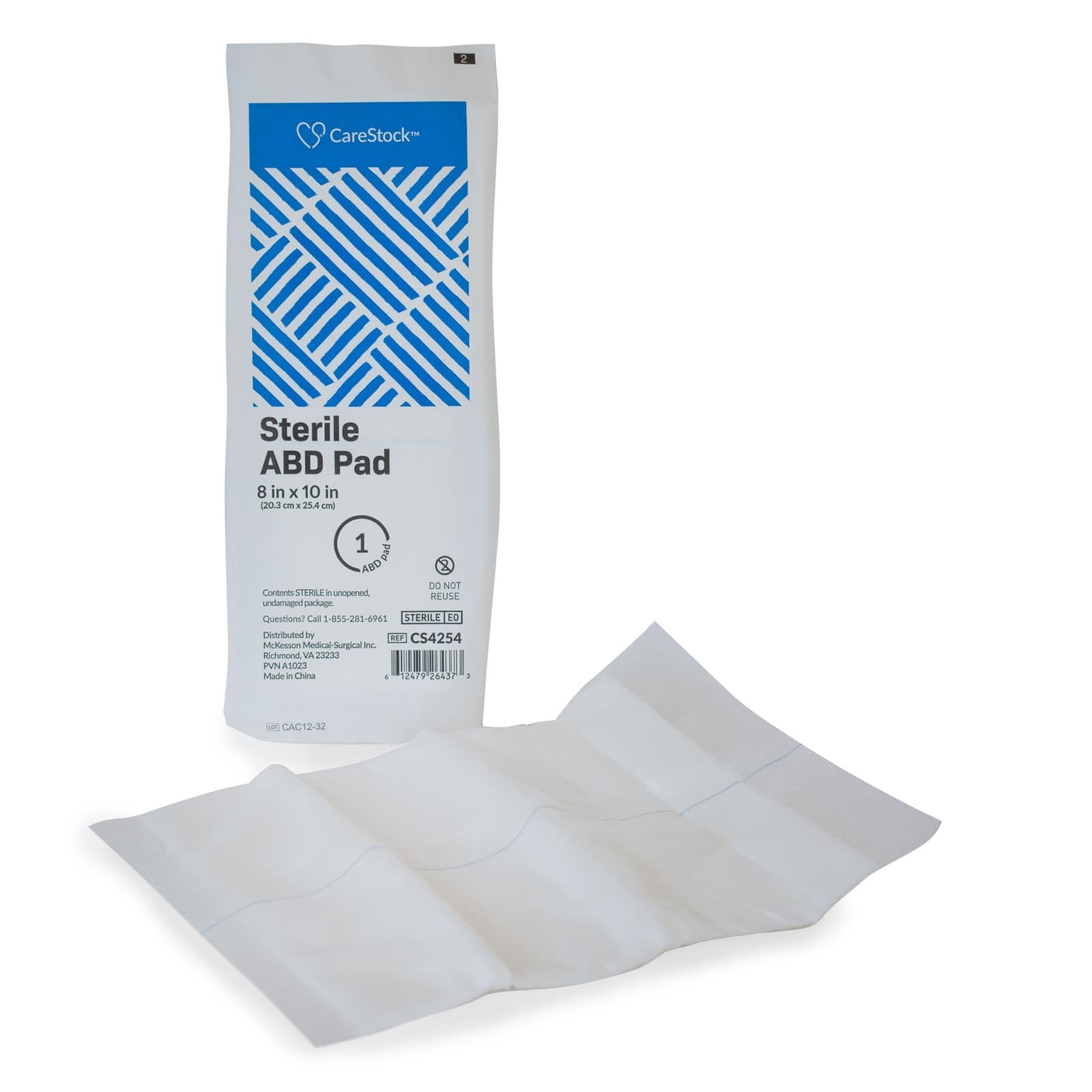 CareStock White Abdominal Pad Sterile 8 X 10 Inch CS4254 48 ct 2
