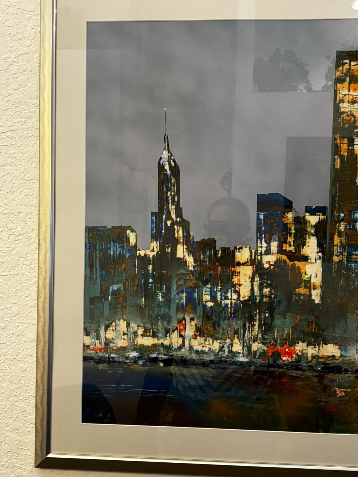 Vladimir Umansky Original Painting NYC Skyline Pre 9/11 WTC Twin Towers Signed 6