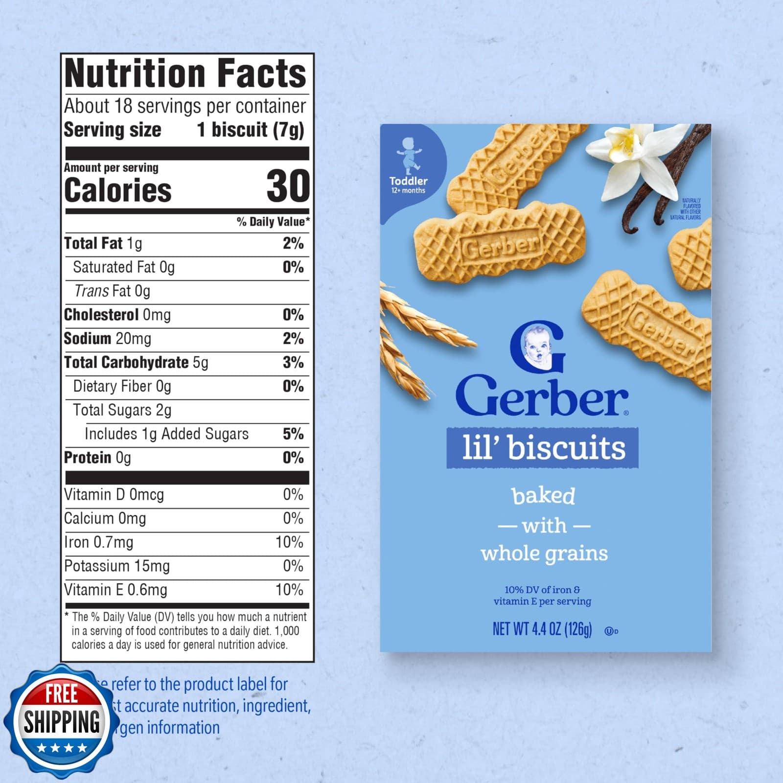 Gerber Lil Biscuits, Snacks for Toddlers, Toddler Cookies, Vitamin E, Iron, F 2