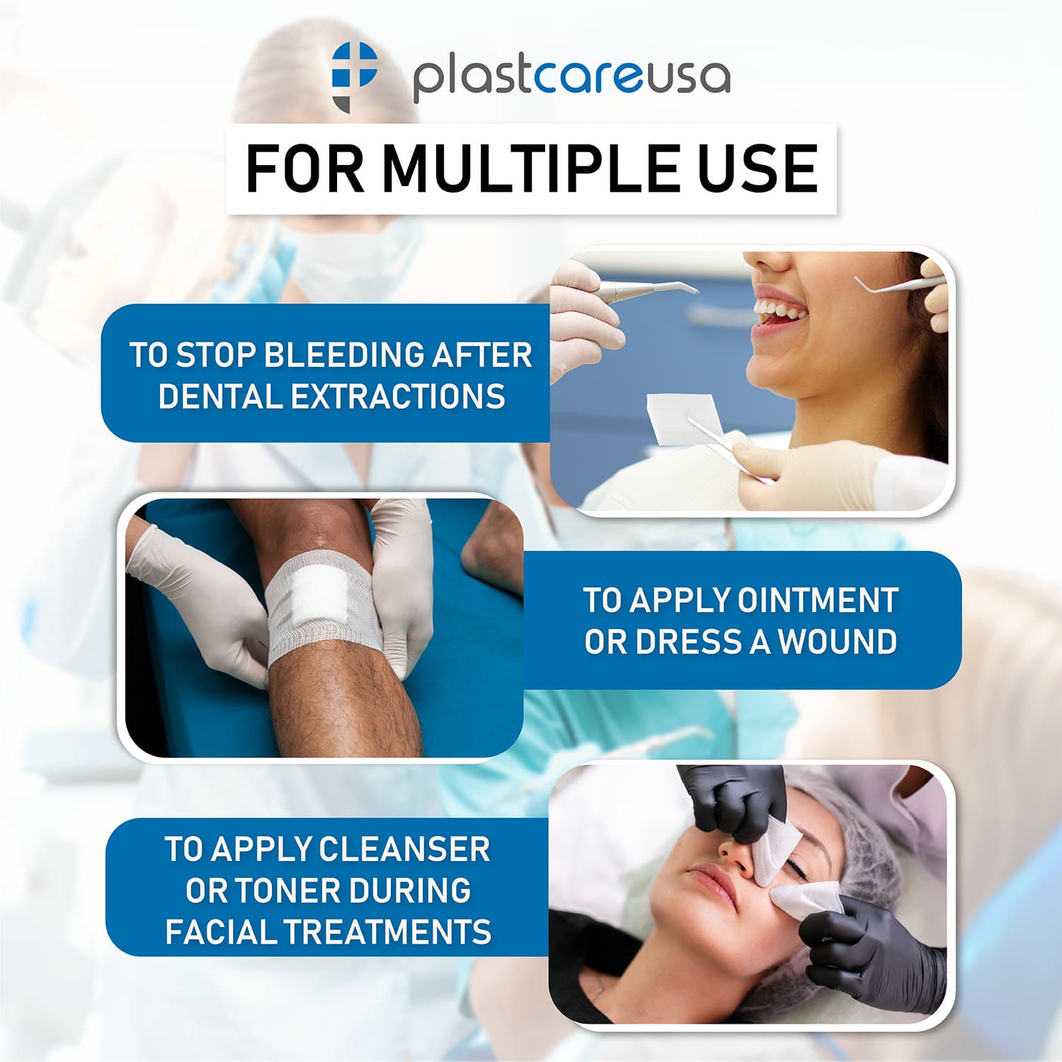 5000 2x2 Non Woven Sponges 4-Ply, Non-Sterile Cotton Dental Gauze (1 Case) 5