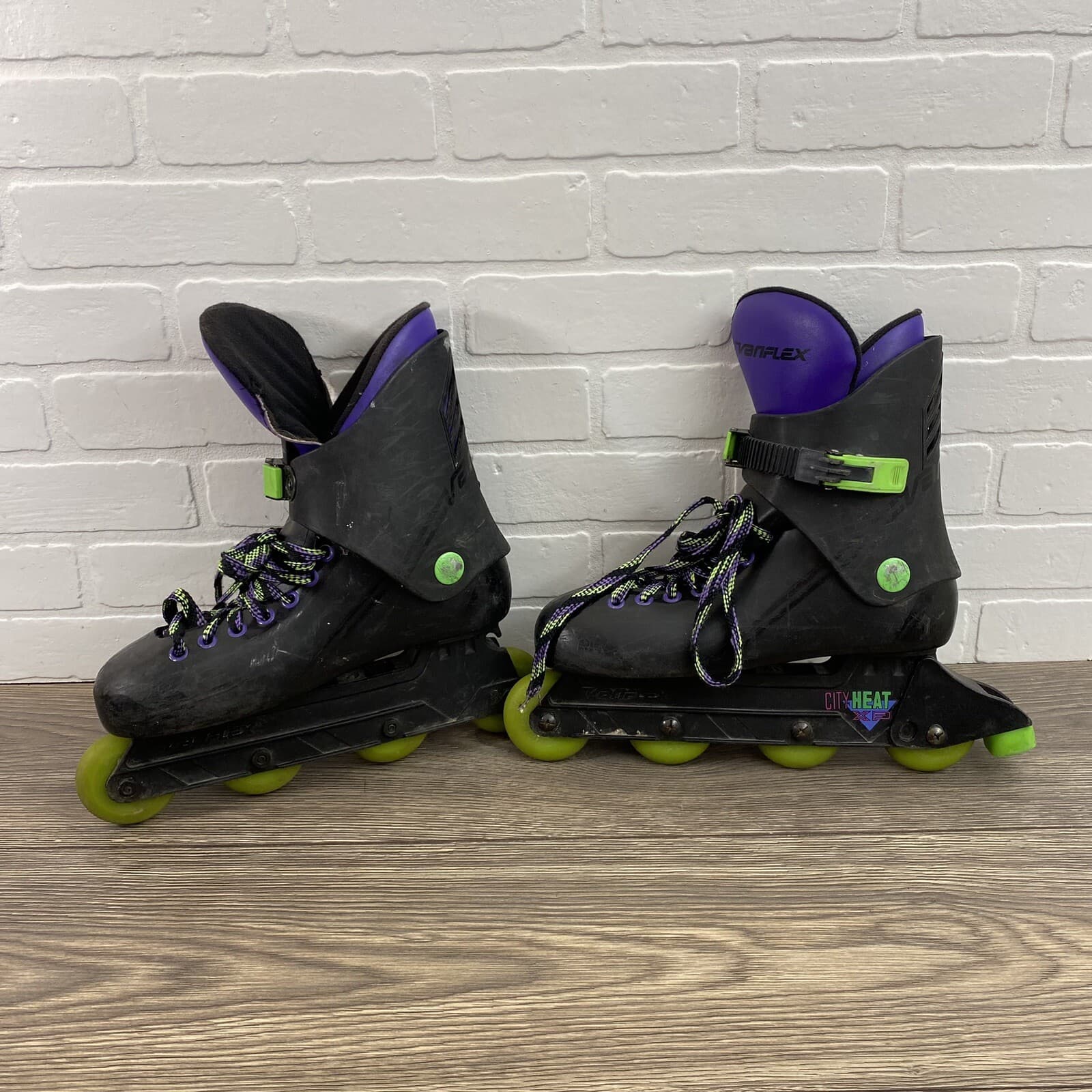 Vintage Variflex City Heat Xp Black Green Purple Inline Skates Sz Unknown Read 2