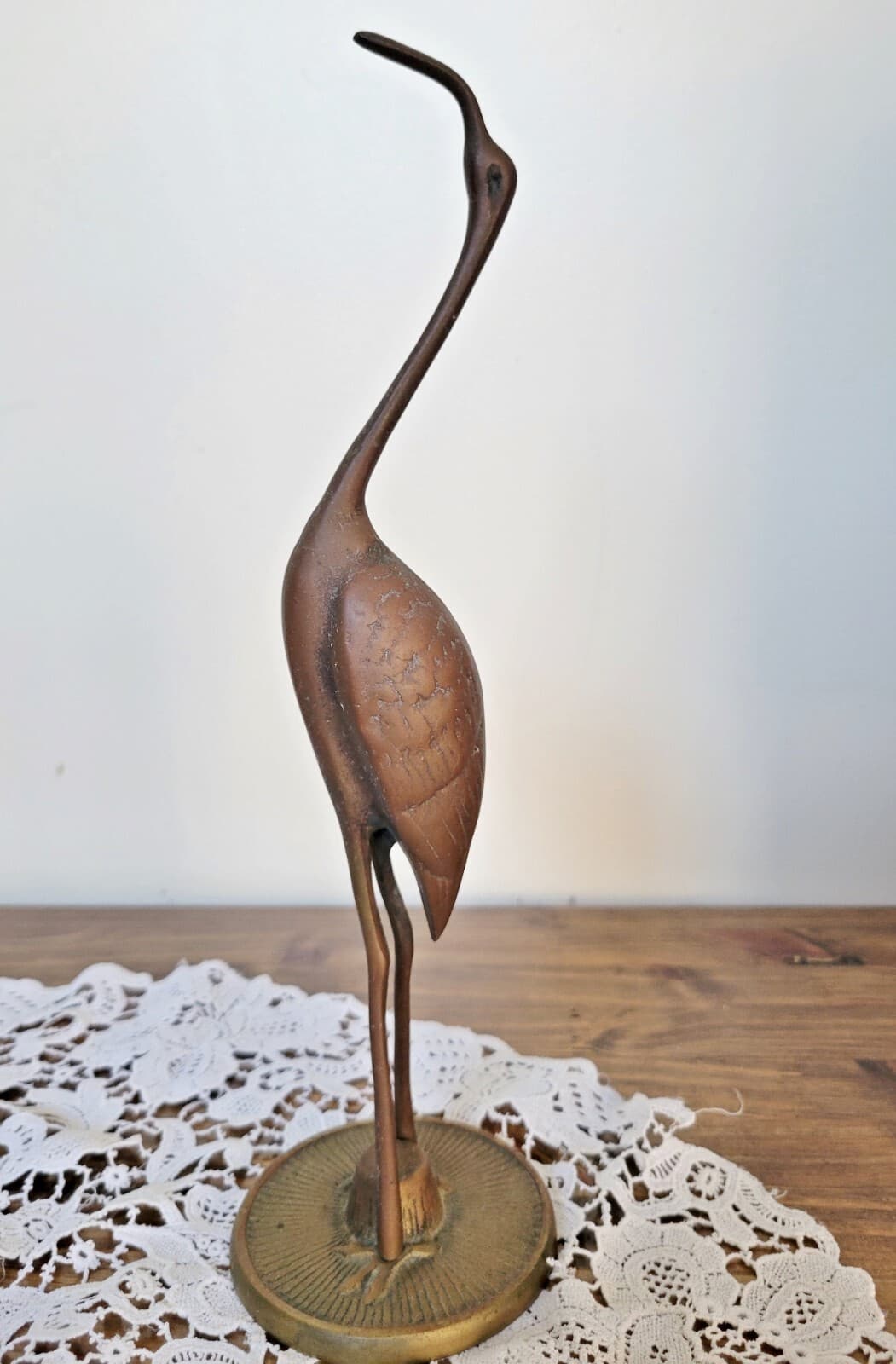 Solid Brass Pair of Crane Birds by Leonard of Korea 60's - 70's Mid Century VTG 3