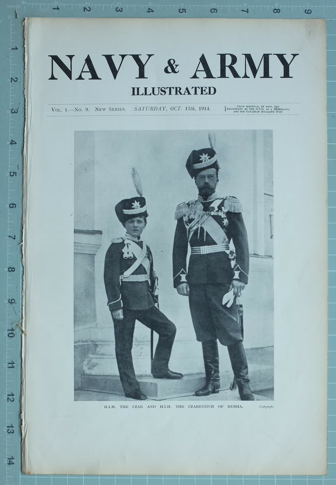 1914 WW1 PRINT THE CZAR & THE CZAREVITCH OF RUSSIA