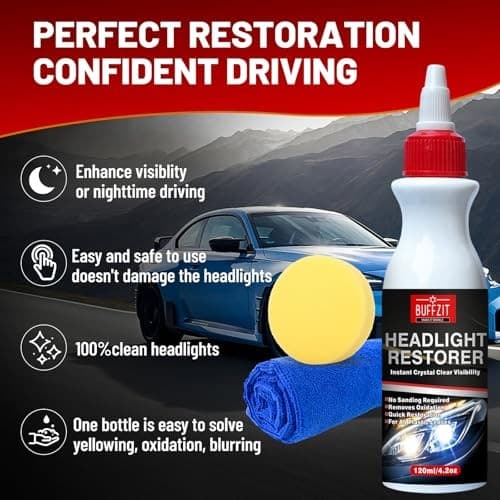 Headlight Cleaner & Restoration Kit, Instantly Removes Oxidation, Yellowing,  5