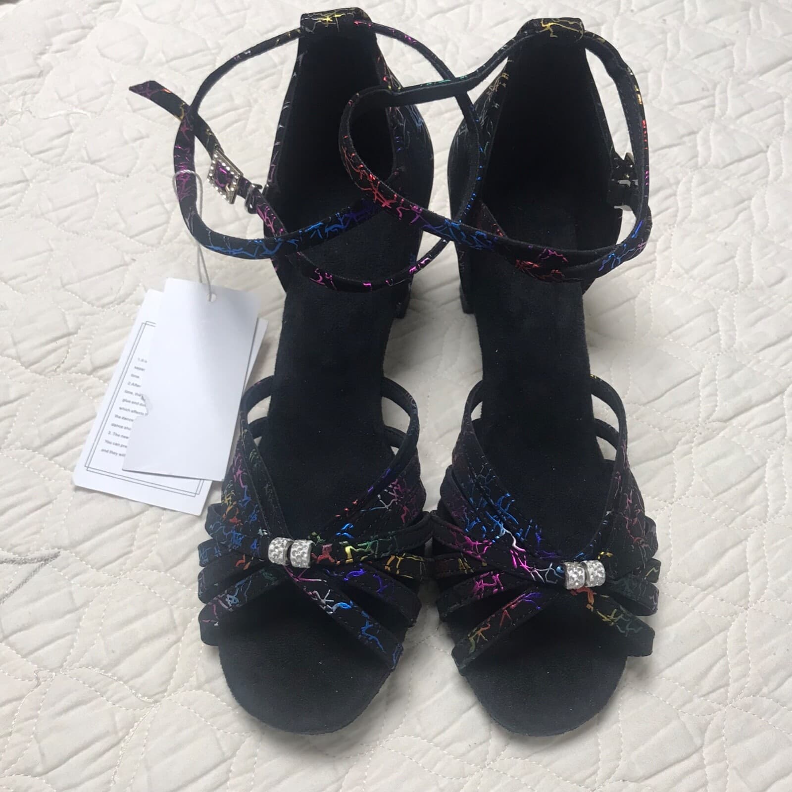 Women's Gorgeous Ballroom Tango Latin Colorful Dance Shoes  Comfy Heels New SZ 8