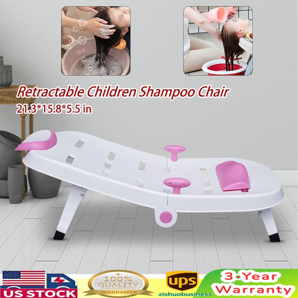 Foldable Toddler Shampoo Chair Adjustable Kids Hair Washing Chair with Headrest