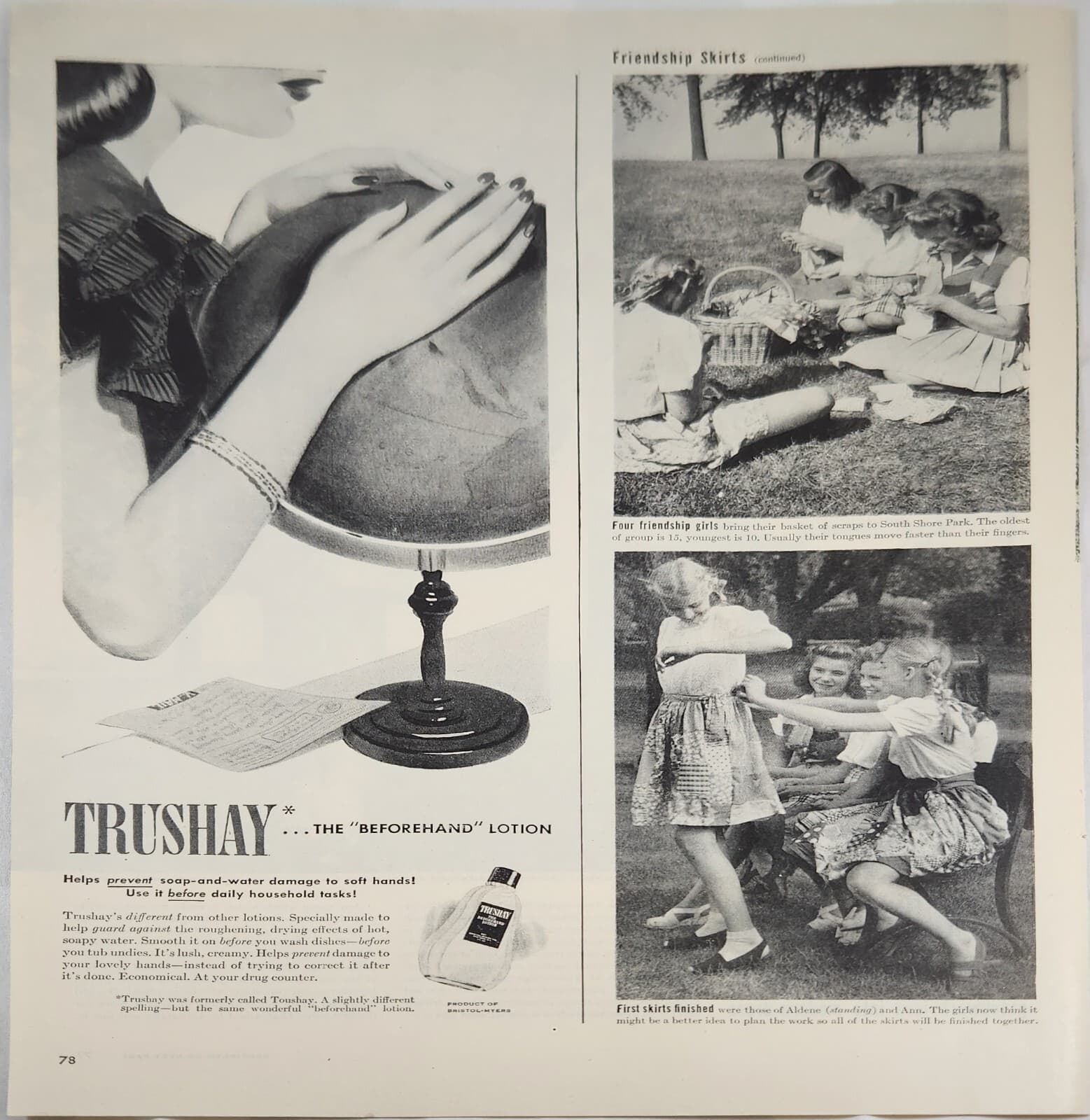 1944 Trushay before hand lotion Vintage Ad Its lush creamy 2