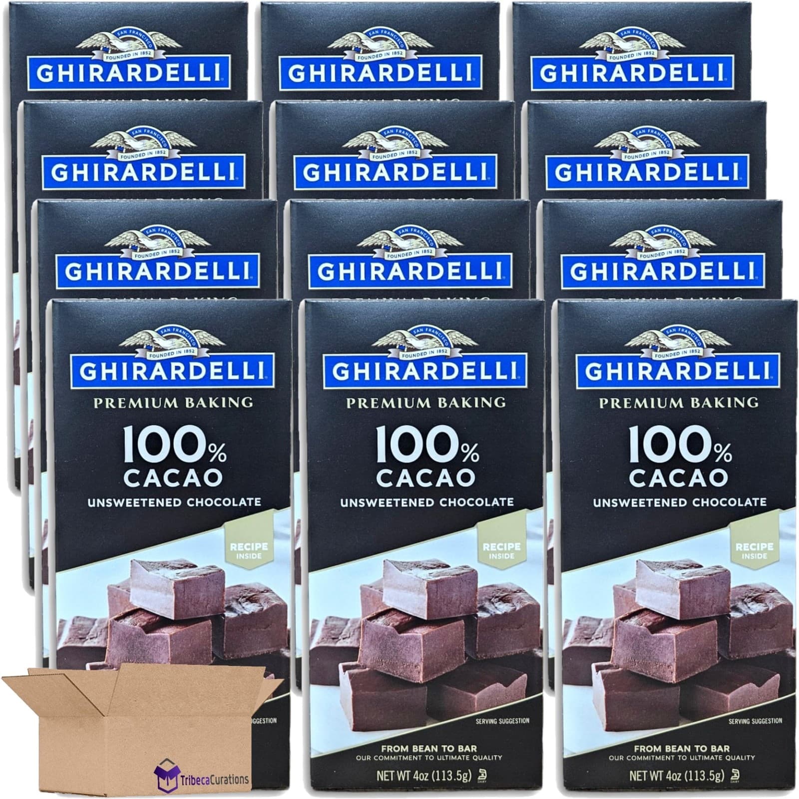 Premium Baking 100% Cacao Unsweetened Chocolate Bar Value Pack, 4 Oz | 12 Bars
