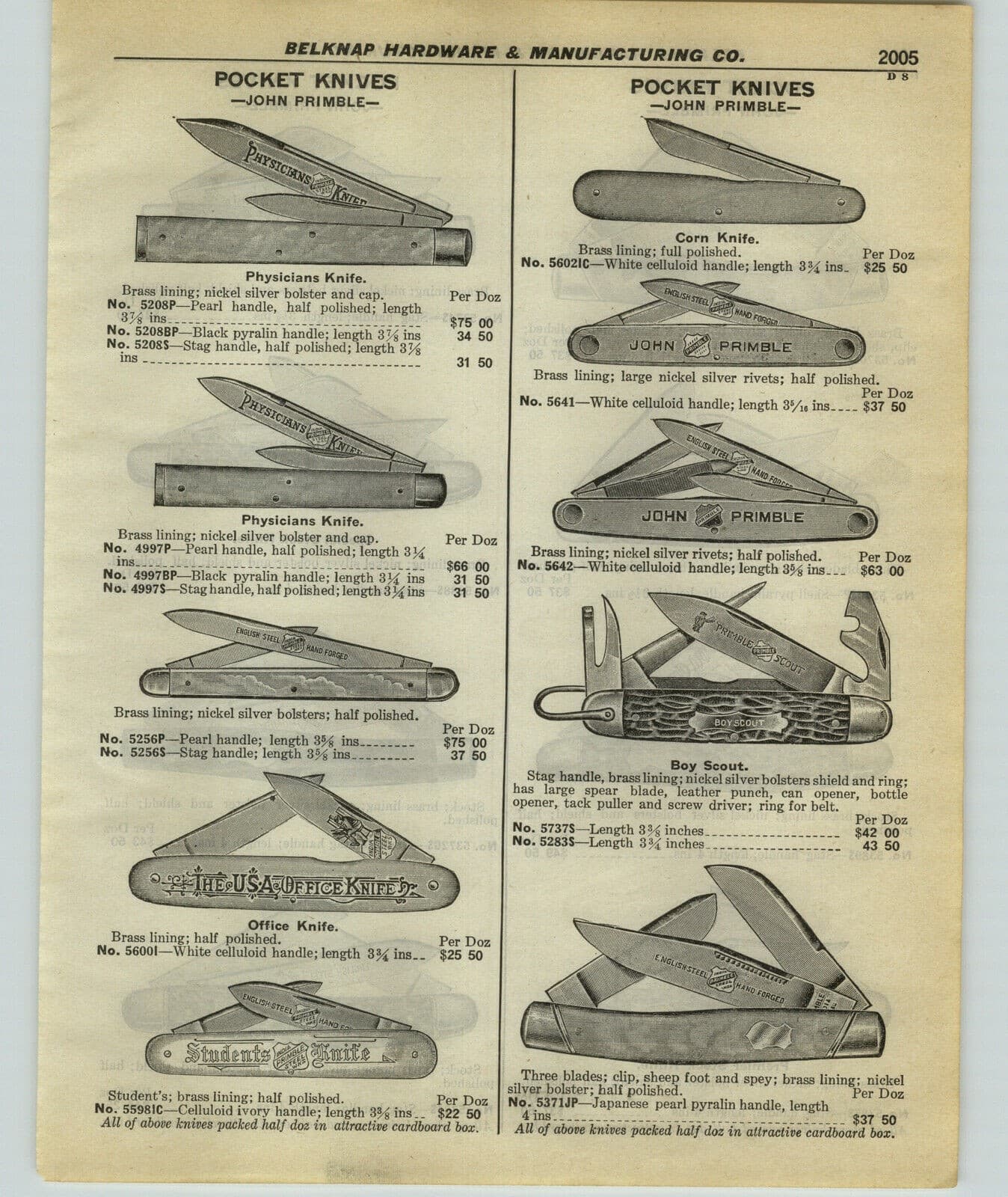 1927 PAPER AD 25 PG John Primble Pocket Knife Knives English Steel Hand Forged 4
