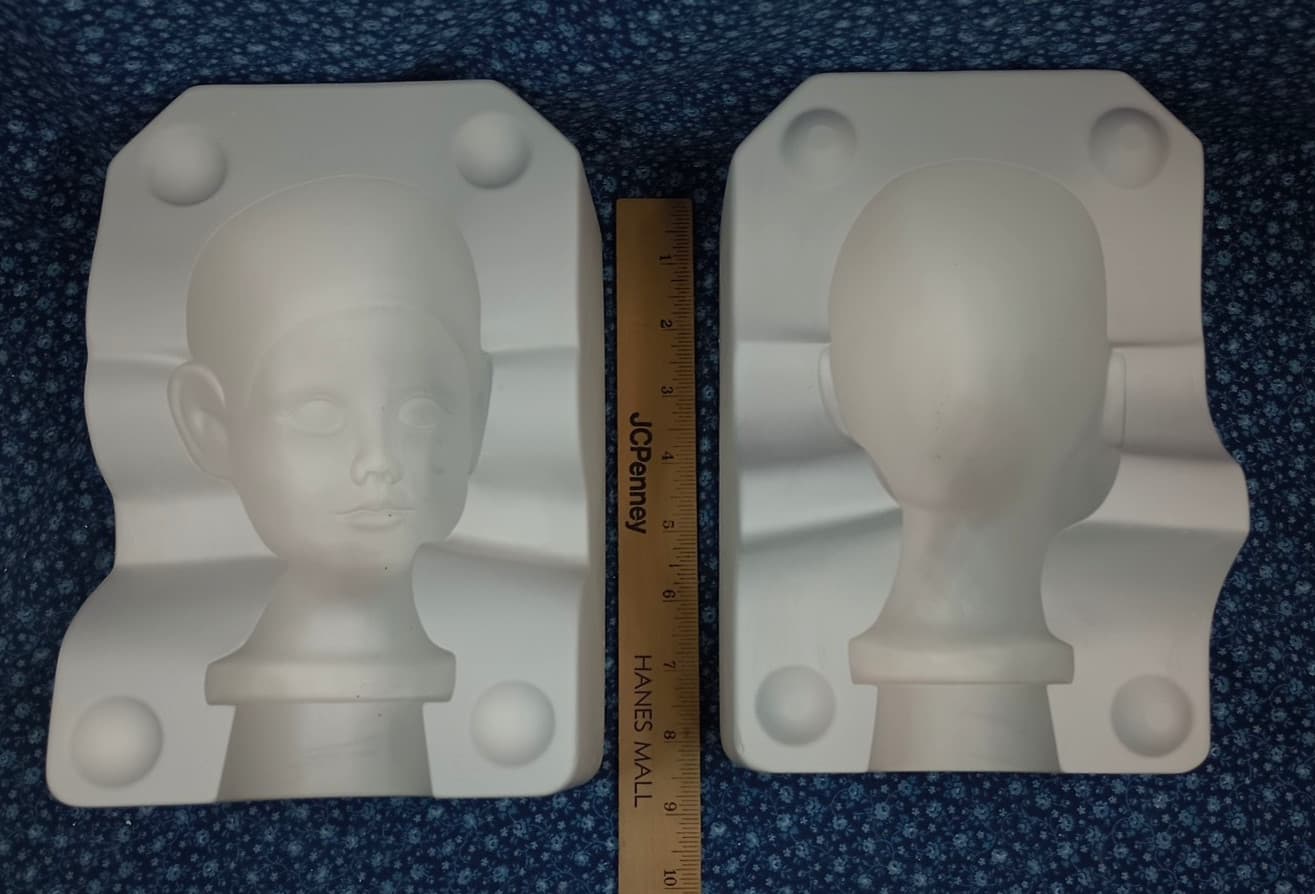 Vintage Ceramic Slip Mold Set Klowns by Kay Large Teardrop Pierrot Sweetheart 3