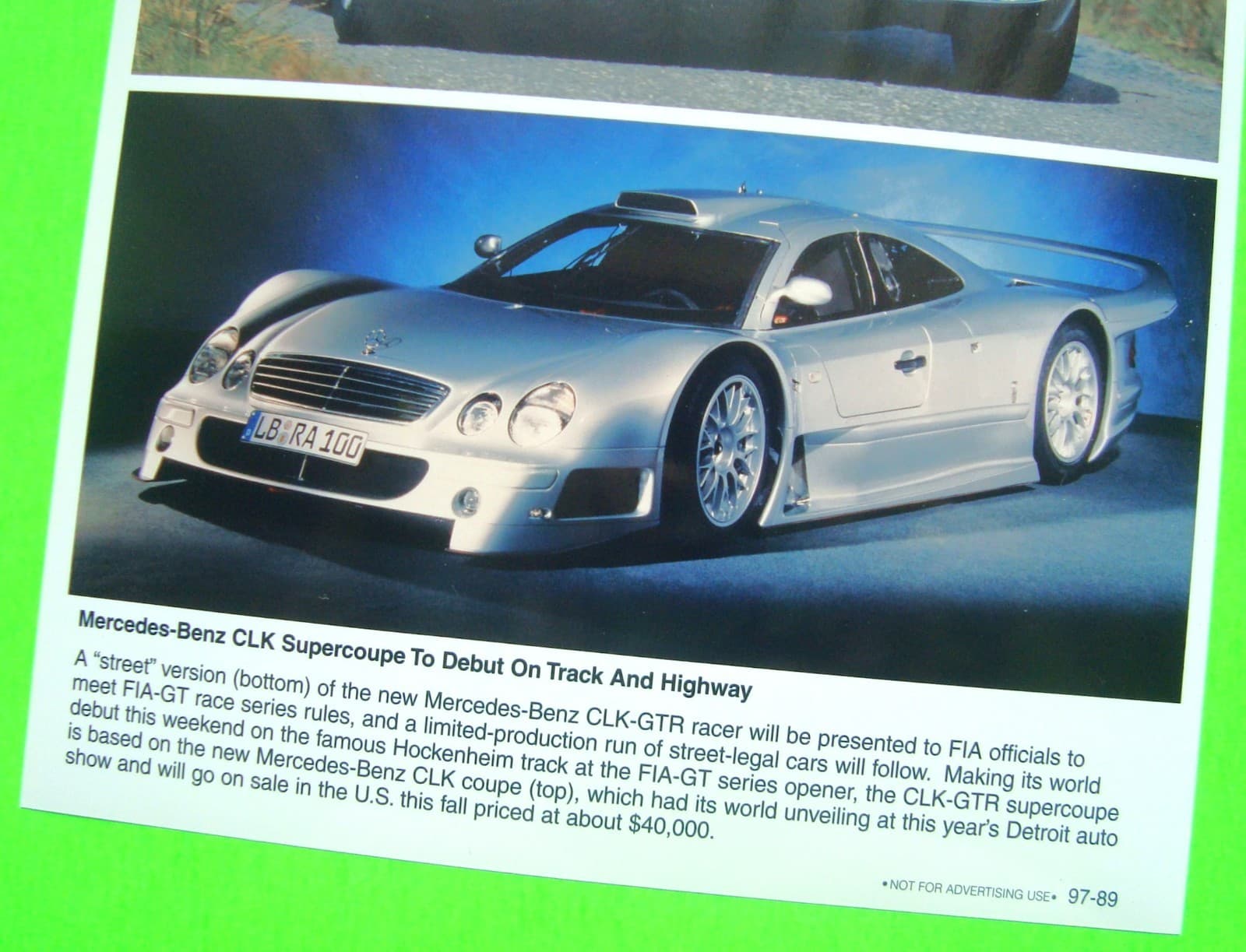1997 Mercedes Benz CLK SUPERCOUPE & GTR V-12 RACER PRESS KIT Brochure PHOTOS 2
