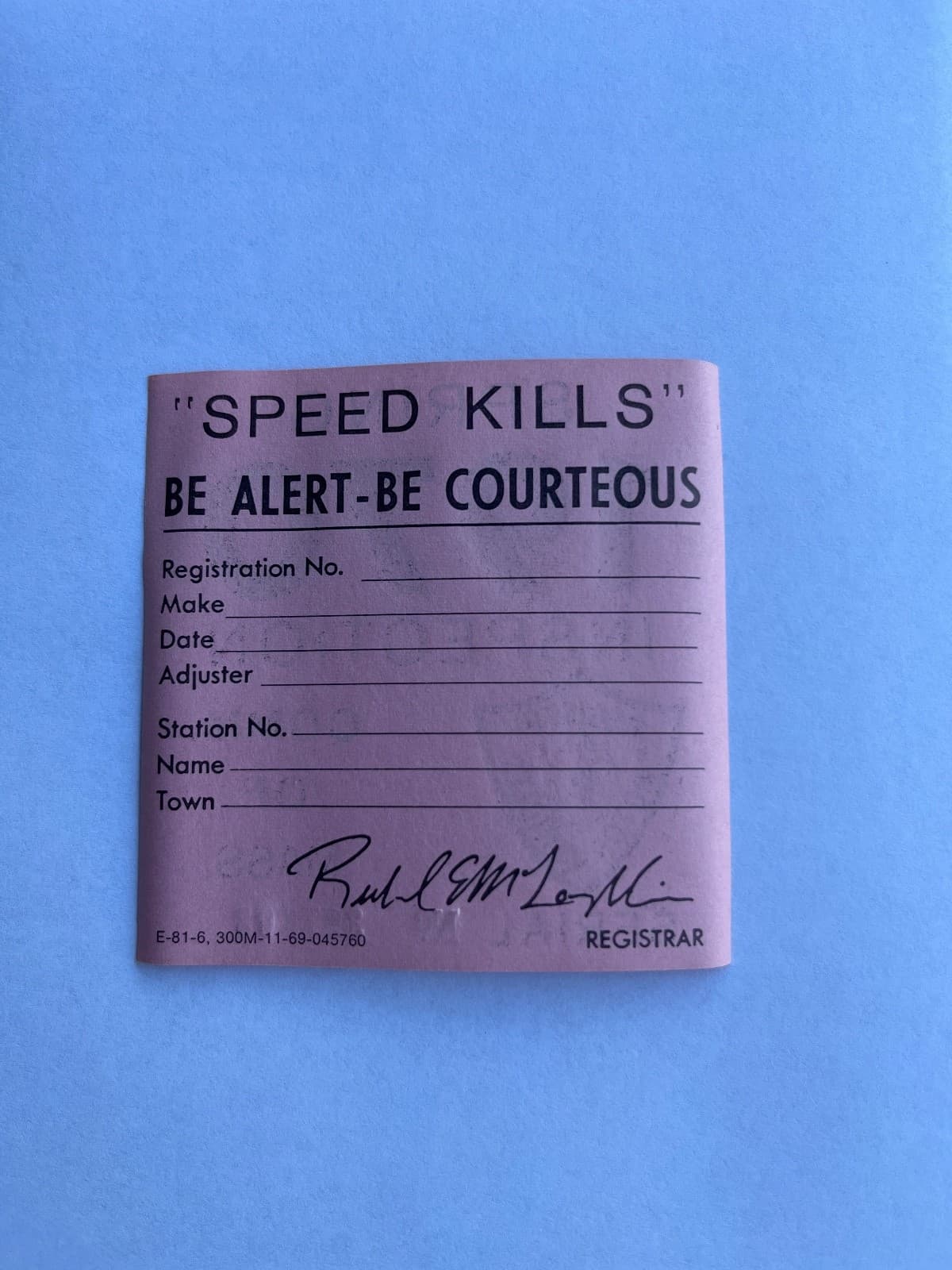 1970 Massachusetts Mass MA Unissued Spring Inspection Sticker NOS 2