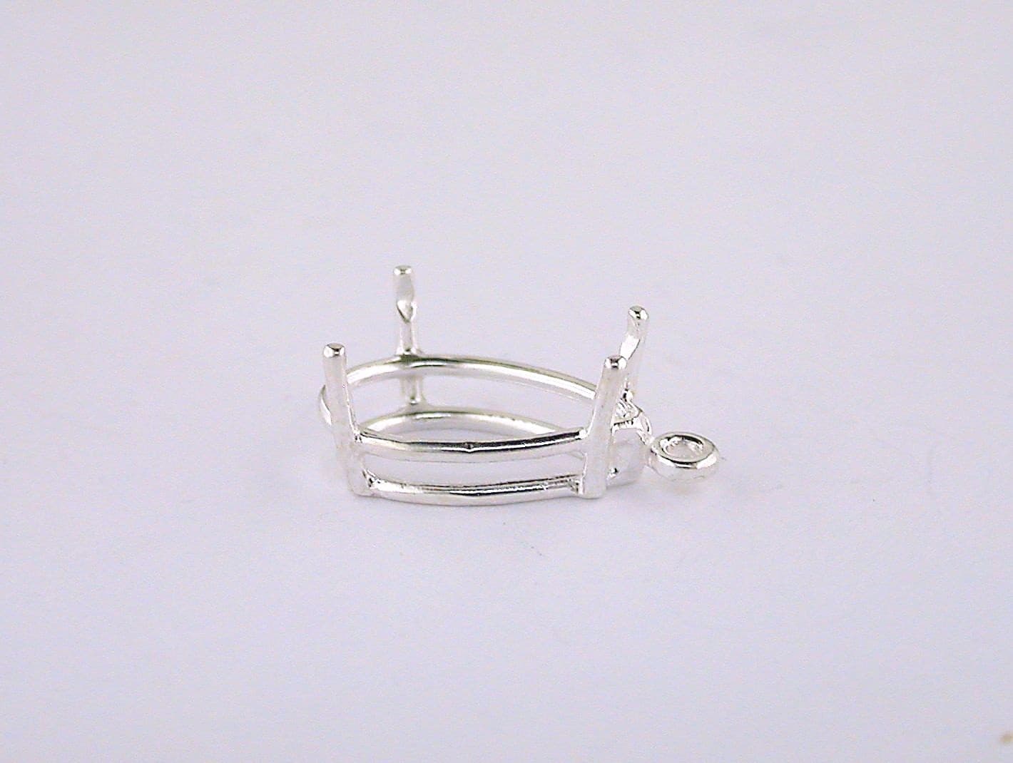 Pear Shape 4 Prong Wire Mount Dangle Setting Sterling Silver   2