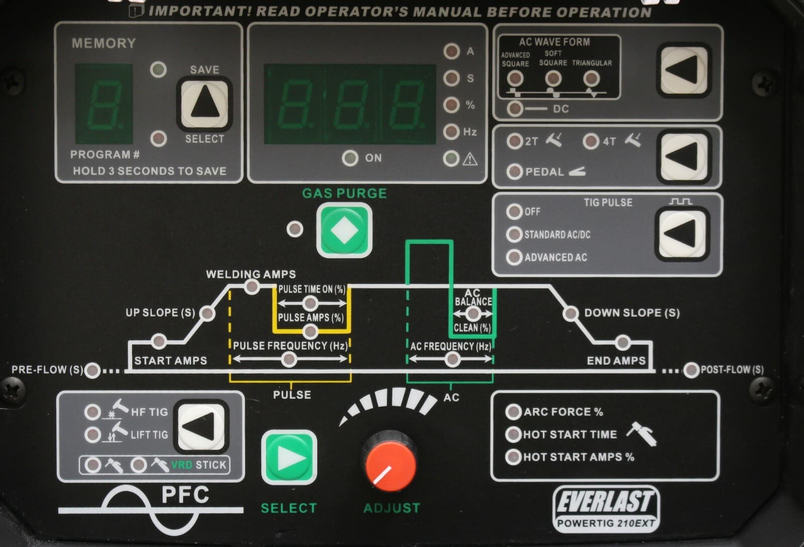 PowerTIG 210EXT 110/220 200AMP ACDC TIG STICK ADVANCE PULSE WELDER EVERLAST 4