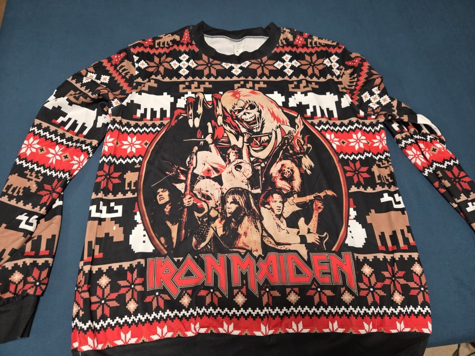 IRON MAIDEN Ugly Holiday Sweater, XL, Shirt/Sweater Pattern Number Of The Beast