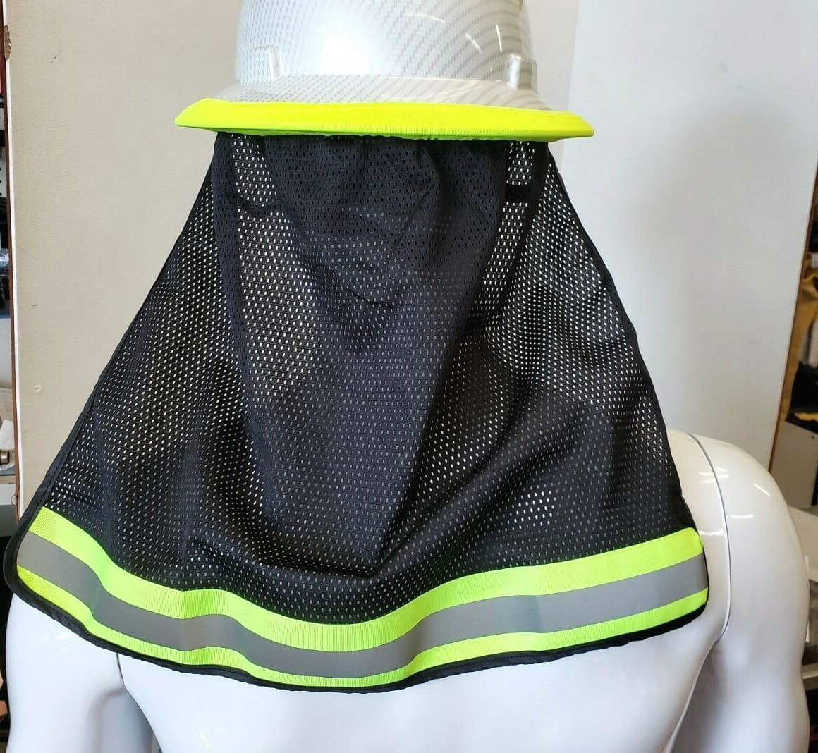 FX SAFETY HARD HAT NECK SHIELD HELMET SUN SHADE HI VIS REFLECTIVE STRIPE 2