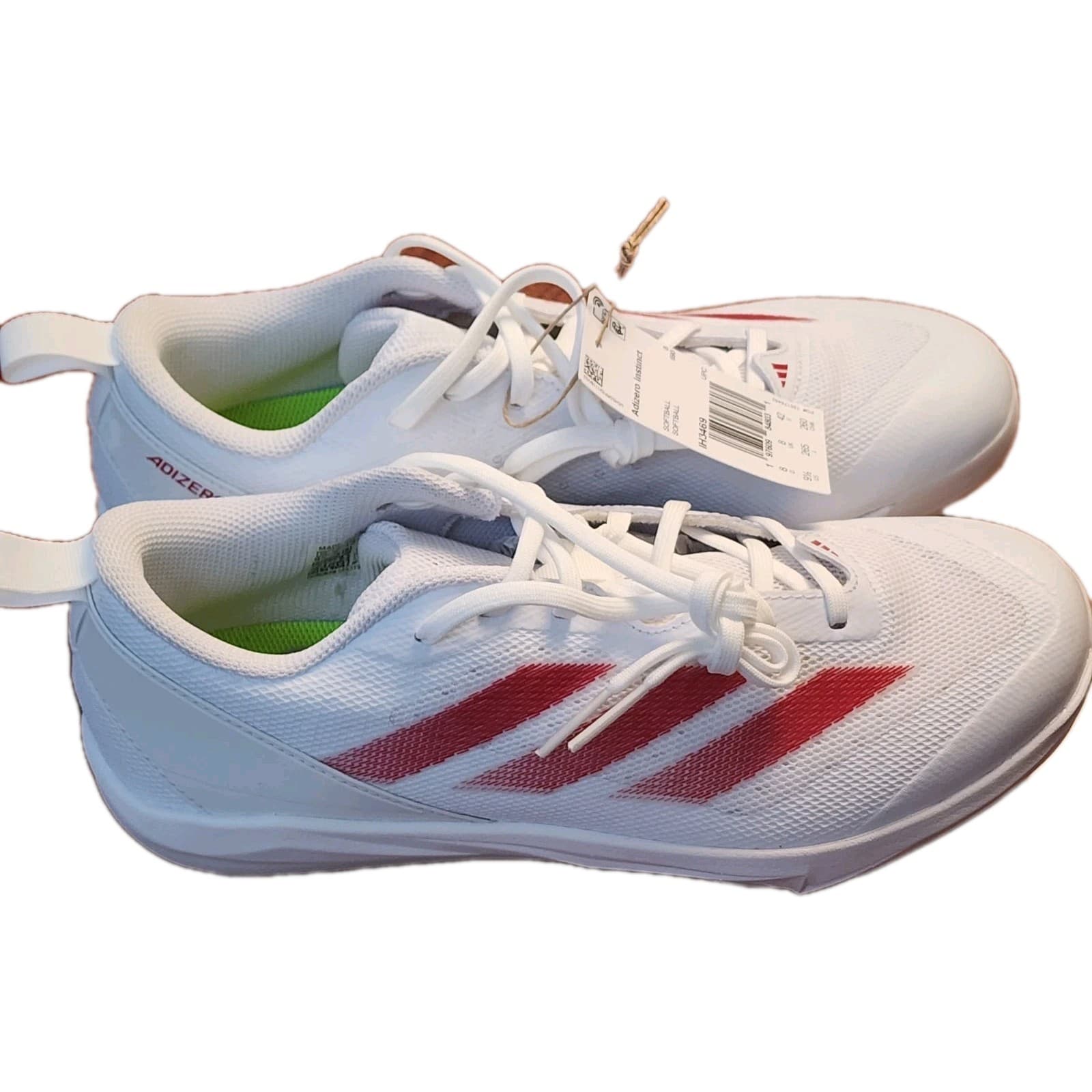 adidas® adiZERO® INSTINCT Women's Size 9.5 Softball Cleats IH3469 New White Red 2