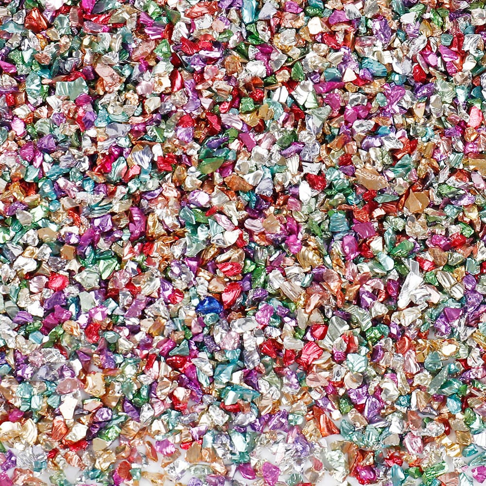 40g Crushed Glass Chips 1-2mm Irregular Chunky Glitter Glass Lawn Multicolor