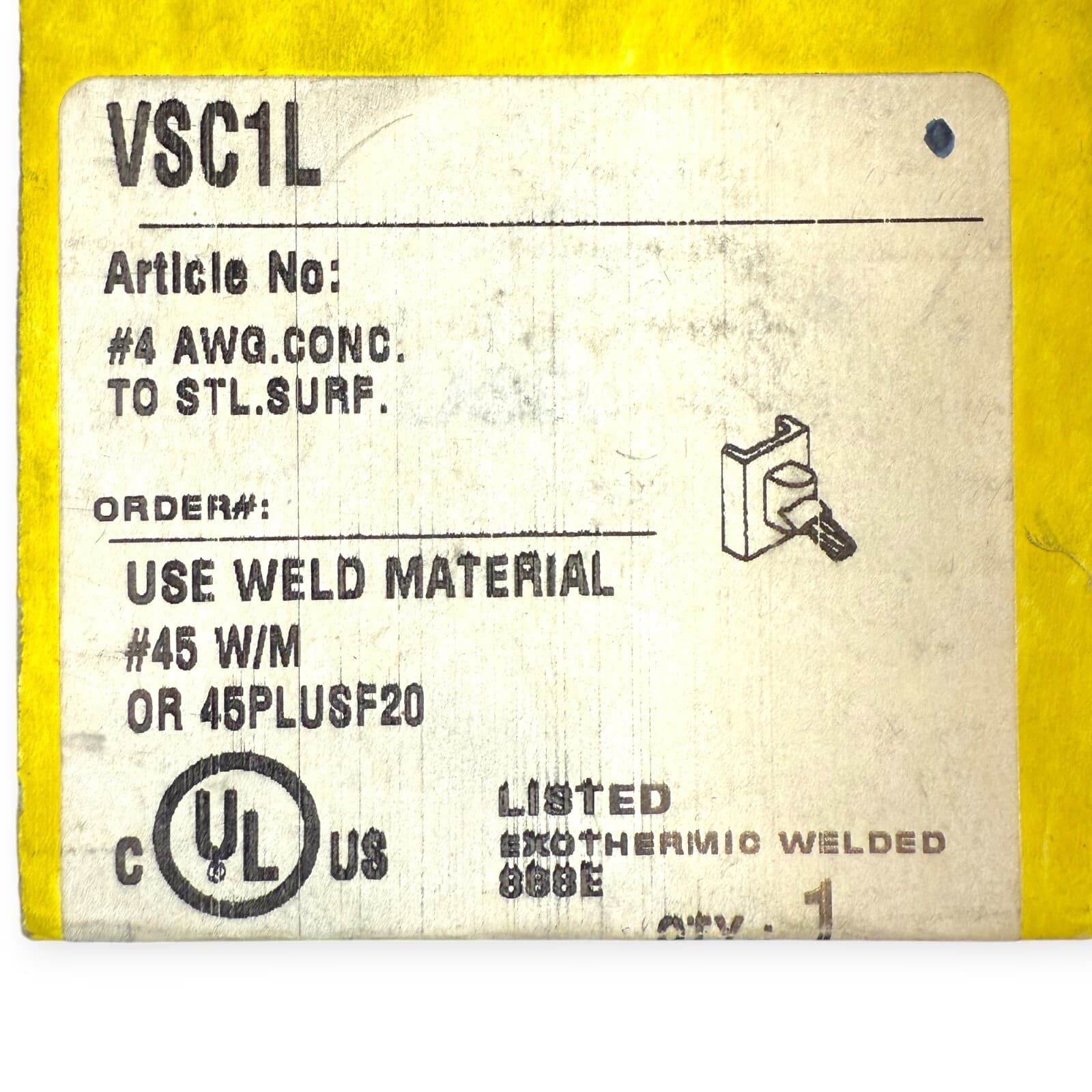 Erico Cadweld VSC1L Graphite Mold for Welding Cable to Steel VS #4 Concentric 3