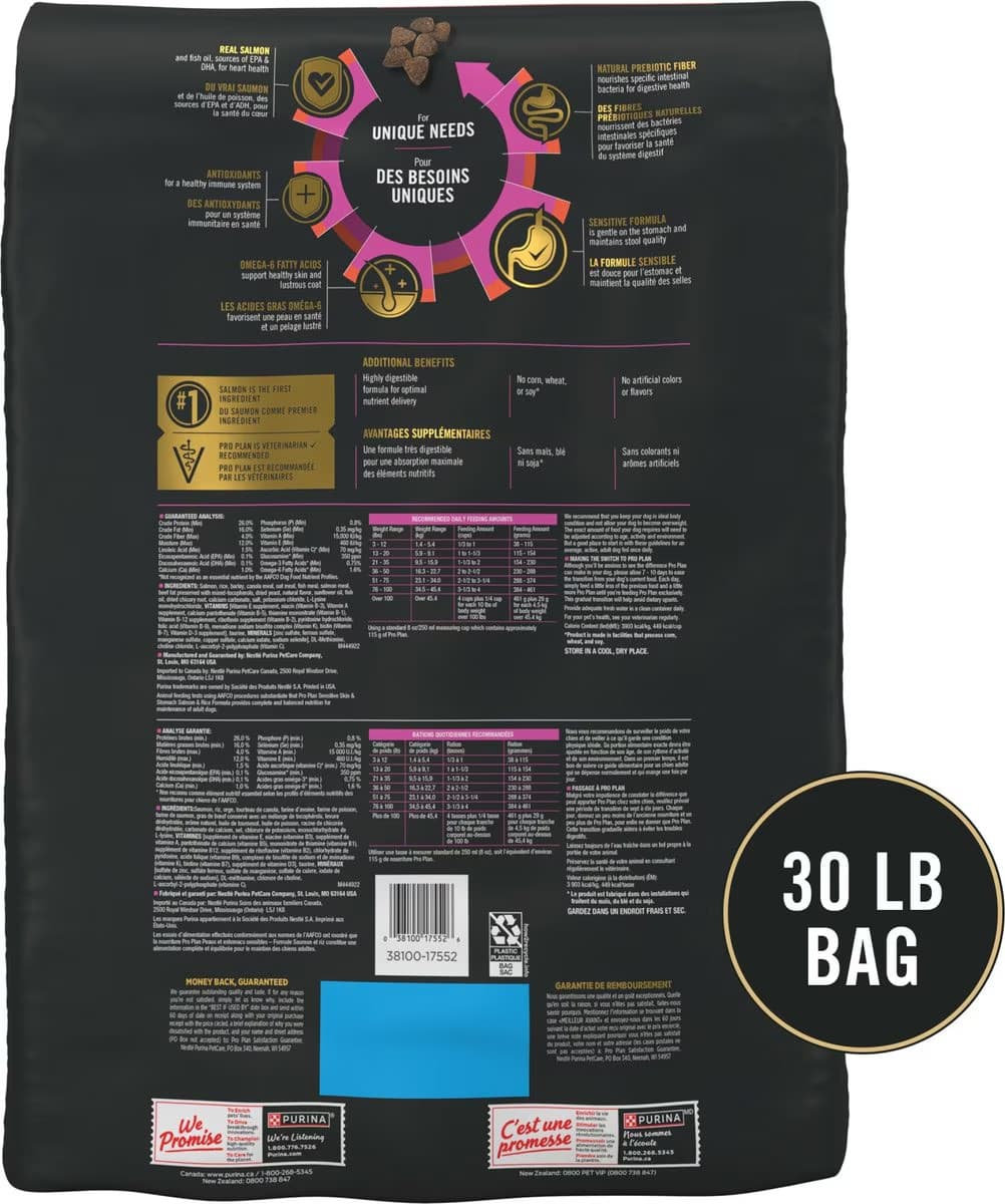 Purina Pro Plan Sensitive Skin Stomach Dog Food Salmon Rice Formula - 30 lb. Bag 3