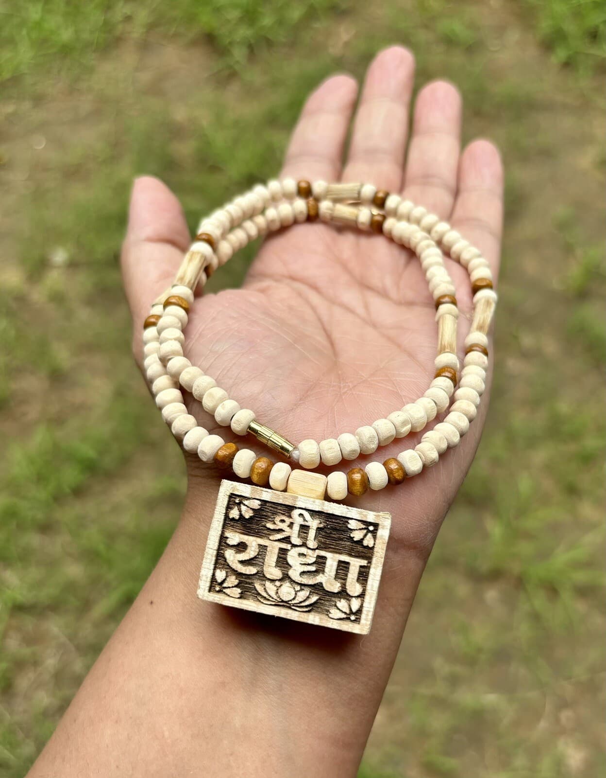 20 " Carved Radha Pendant TULSI TULASI VAISHNAV ISKCON Mala Kanthi Yoga Prayer 2