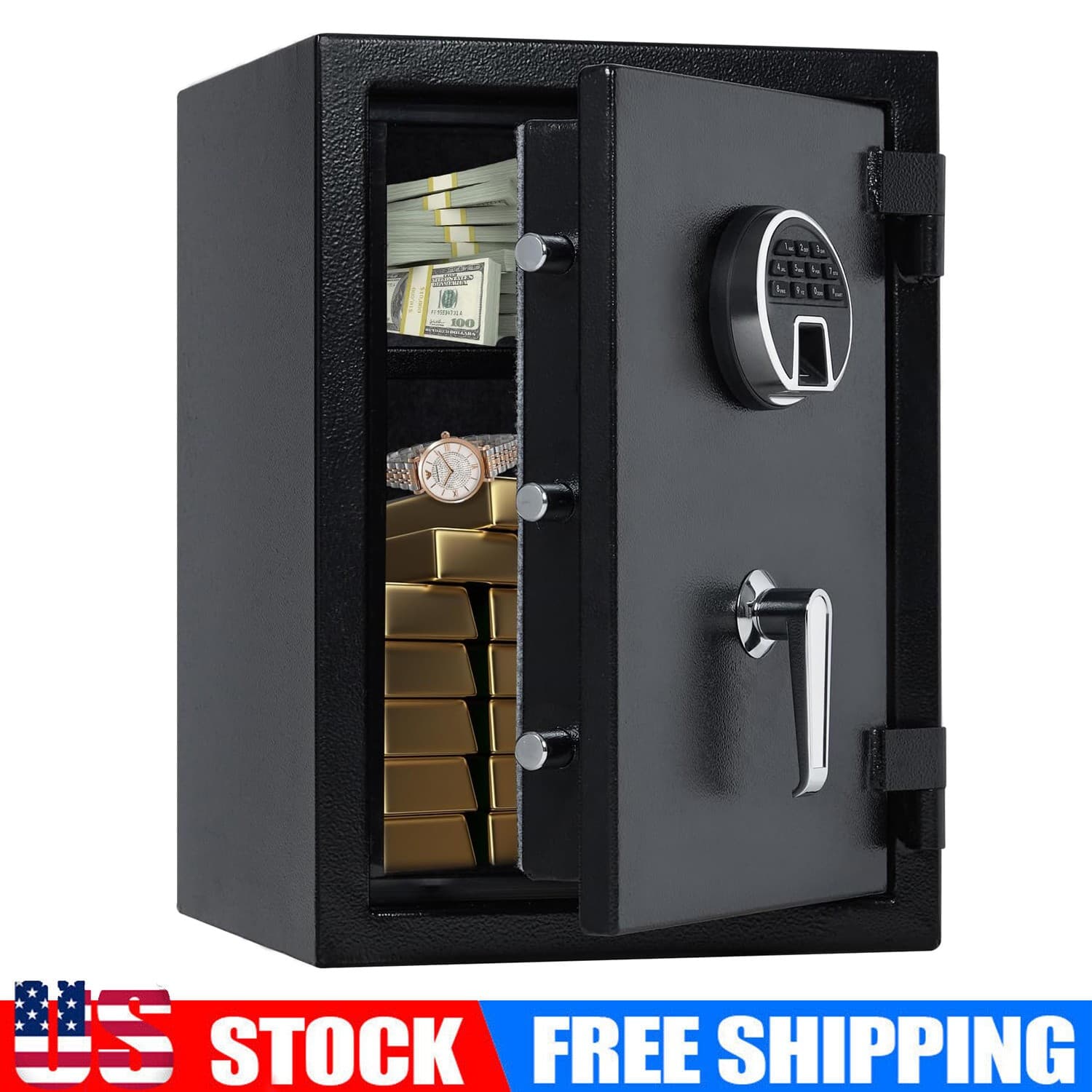 Large Fire proof Safe Box for HOME USE, 2 Cuft Digital Security Box with Keypad