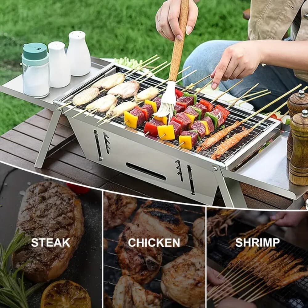 Stainless Steel Charcoal Grill Mangal Shish Kabab Kabob BBQ Barbecue Shashlik 2