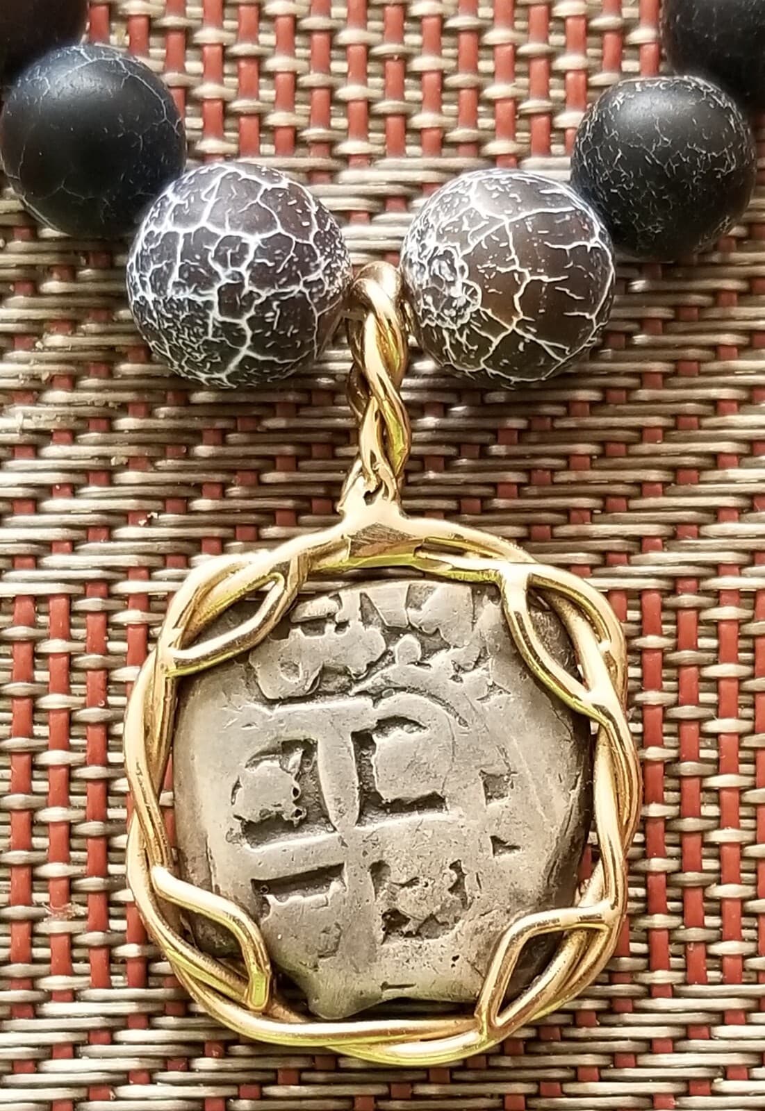 Spanish Colonial Pirate Shipwreck 2 Reales Silver Cob Coin 14K Pendant Necklace 4