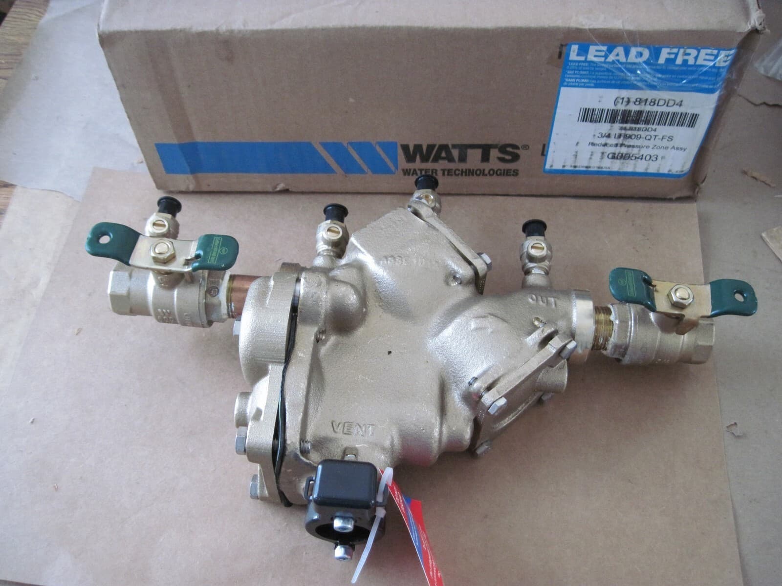 Watts 3/4 LF909-QT-FS 3/4" FNPT Reduced Pressure Zone Backflow Preventer