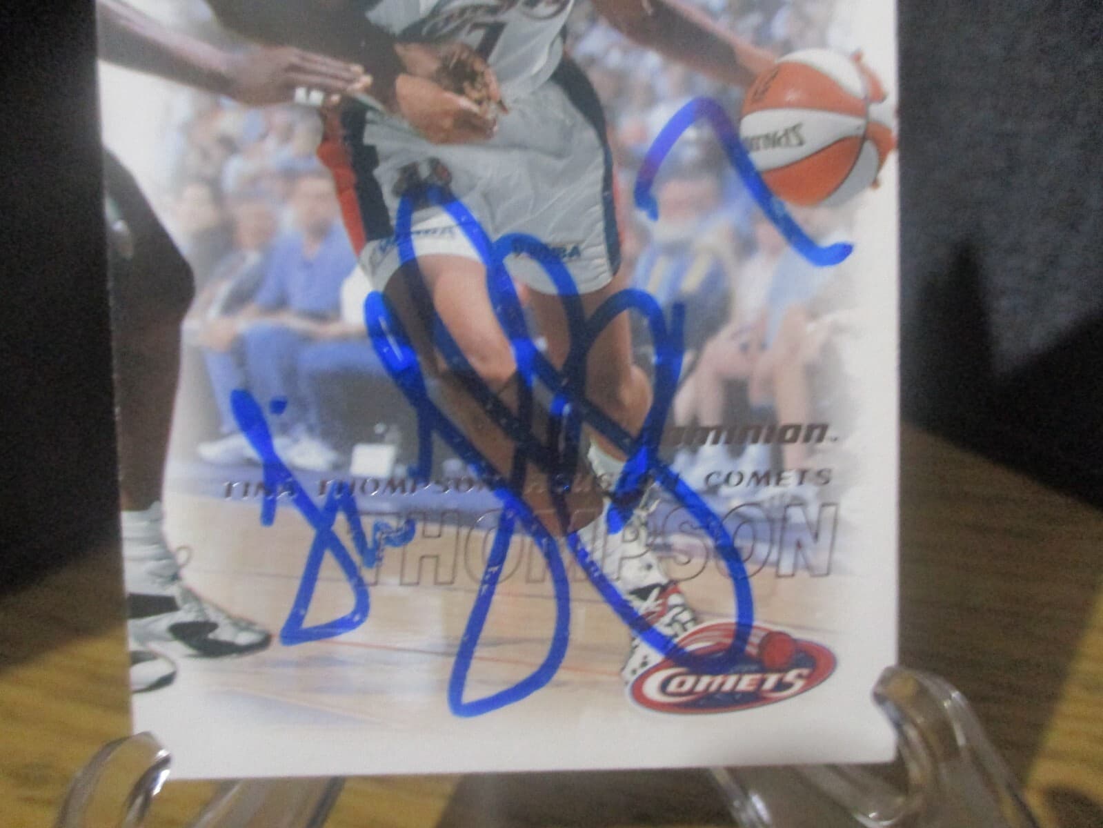 TINA THOMPSON AUTHENTIC SIGNED/AUTOGRAPHED FLEER CARD HOUSTON COMETS WNBA 3