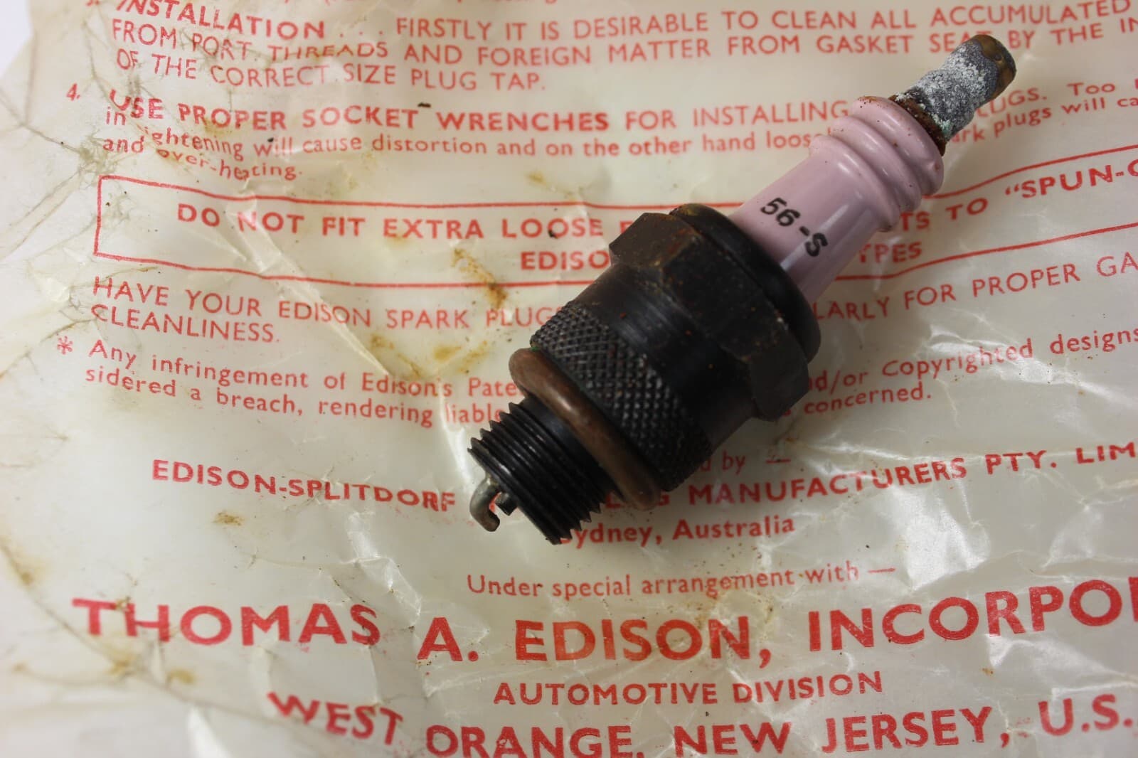 Thomas EDISON Splitdorf Spark Plugs - FULL Box (12) Factory Sealed NOS - RARE ! 6