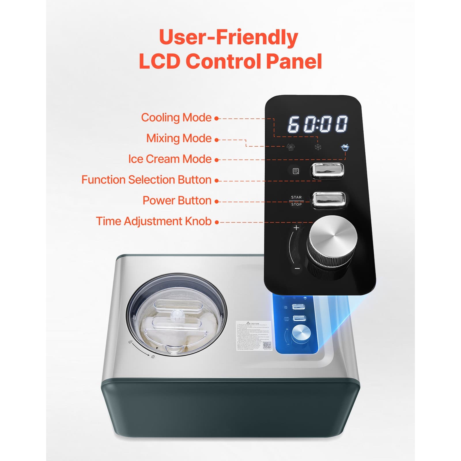 1.5 QT Automatic Ice Cream Maker with Built-in Compressor No Pre-freezing 4