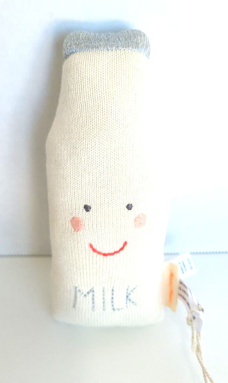 Meri Meri Milk Baby Rattle Toy Unisex Boy Or Girl Organic Cotton Handcrafted NWT 5