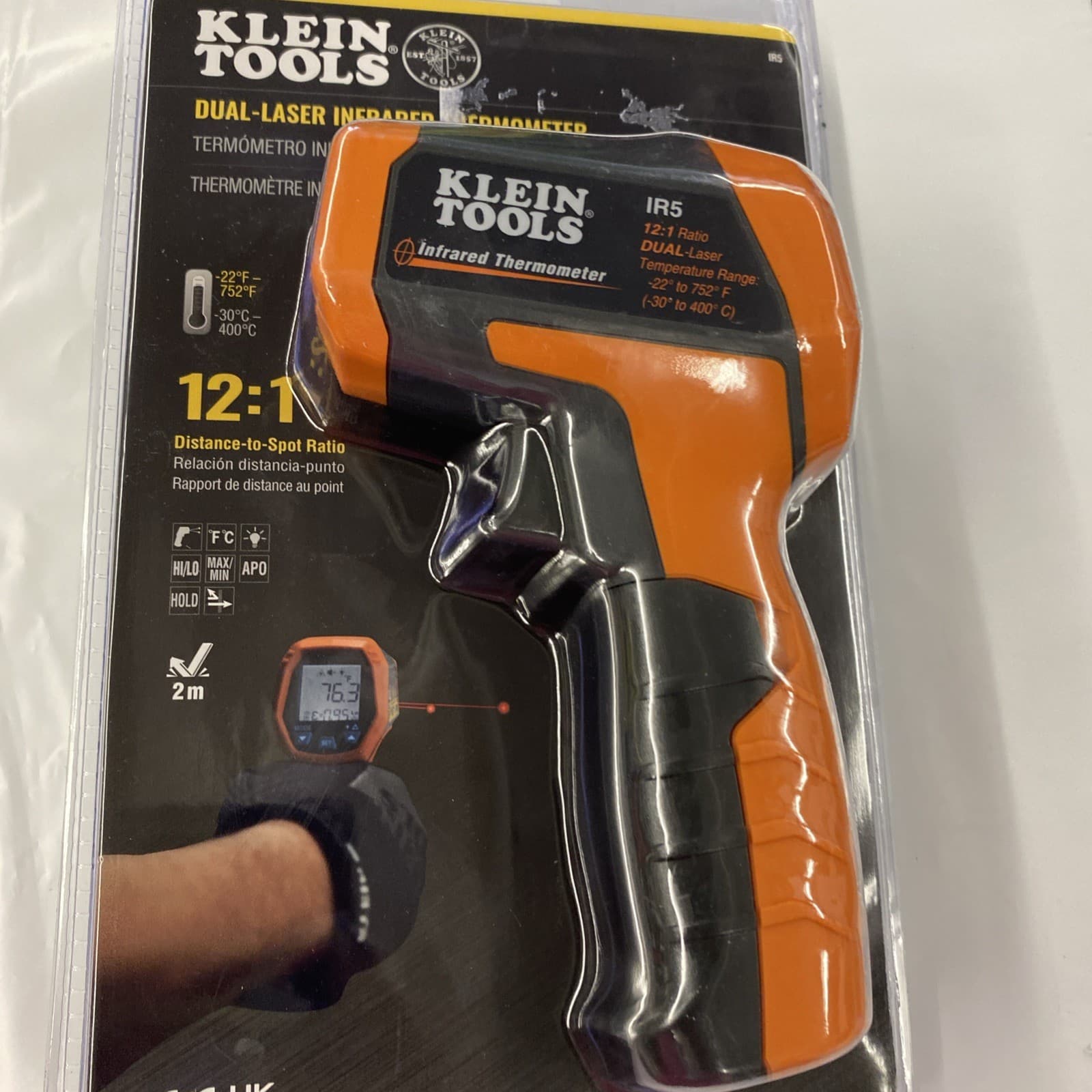 KLEIN TOOLS IR5 DUAL LASER INFRARED THERMOMETER DIGITAL DISPLAY 0623U-C2