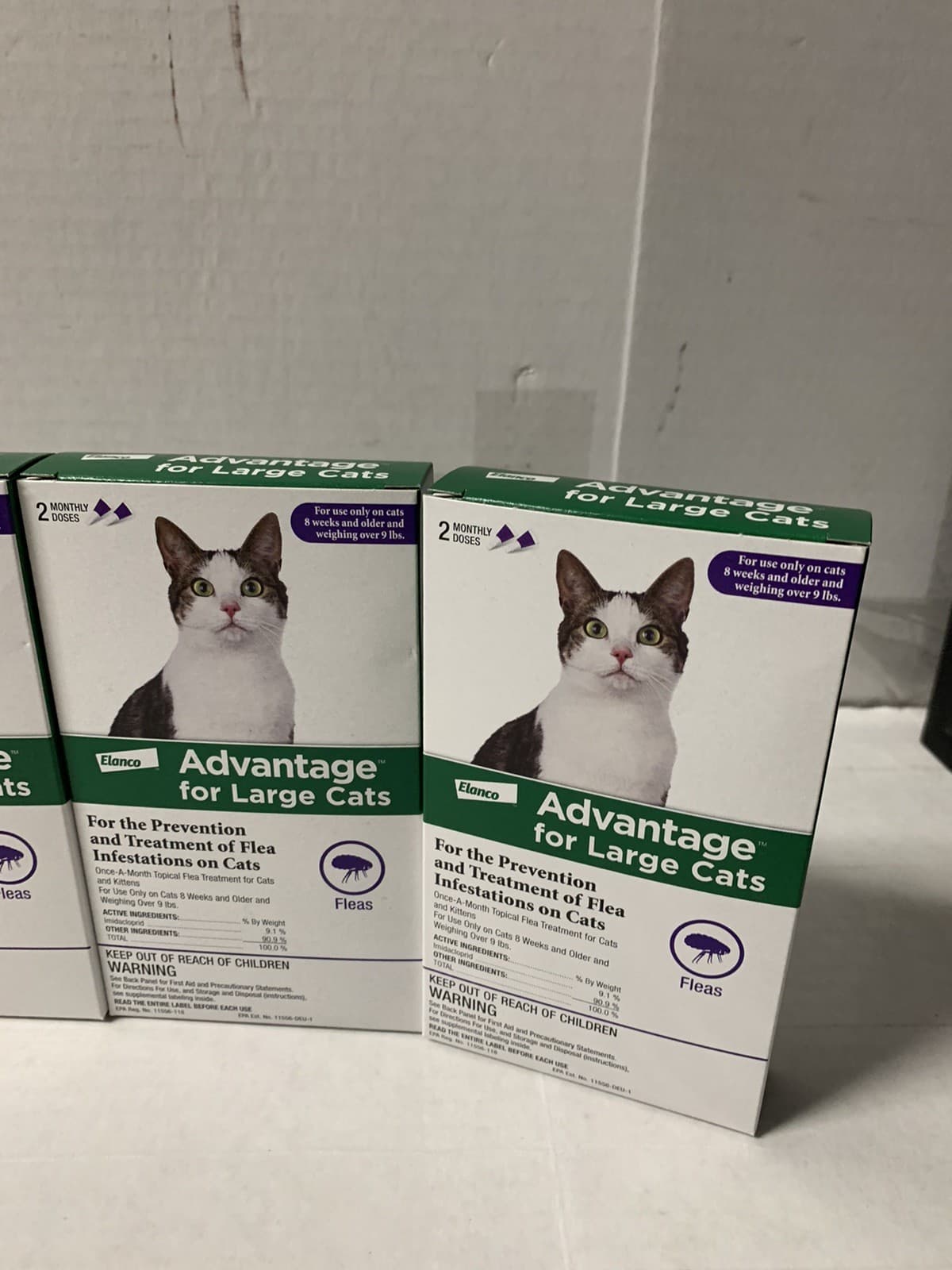 (x4)- Advantage Topical Flea Prevention For Large Cats 2-Doses - 4 Boxes Lot 3