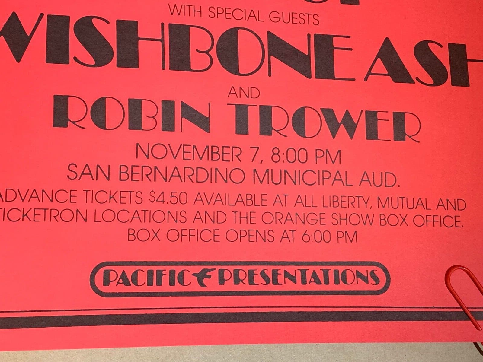 ZZ TOP ROBIN TROWER 1975 SAN BERNADINO, CALIFORNIA ROCK CONCERT POSTER -NICE! 6