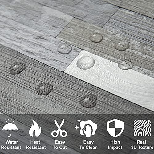 -Sheet Peel and Stick Backsplash Wall 10 Distressed Wood with Metal Silver 4