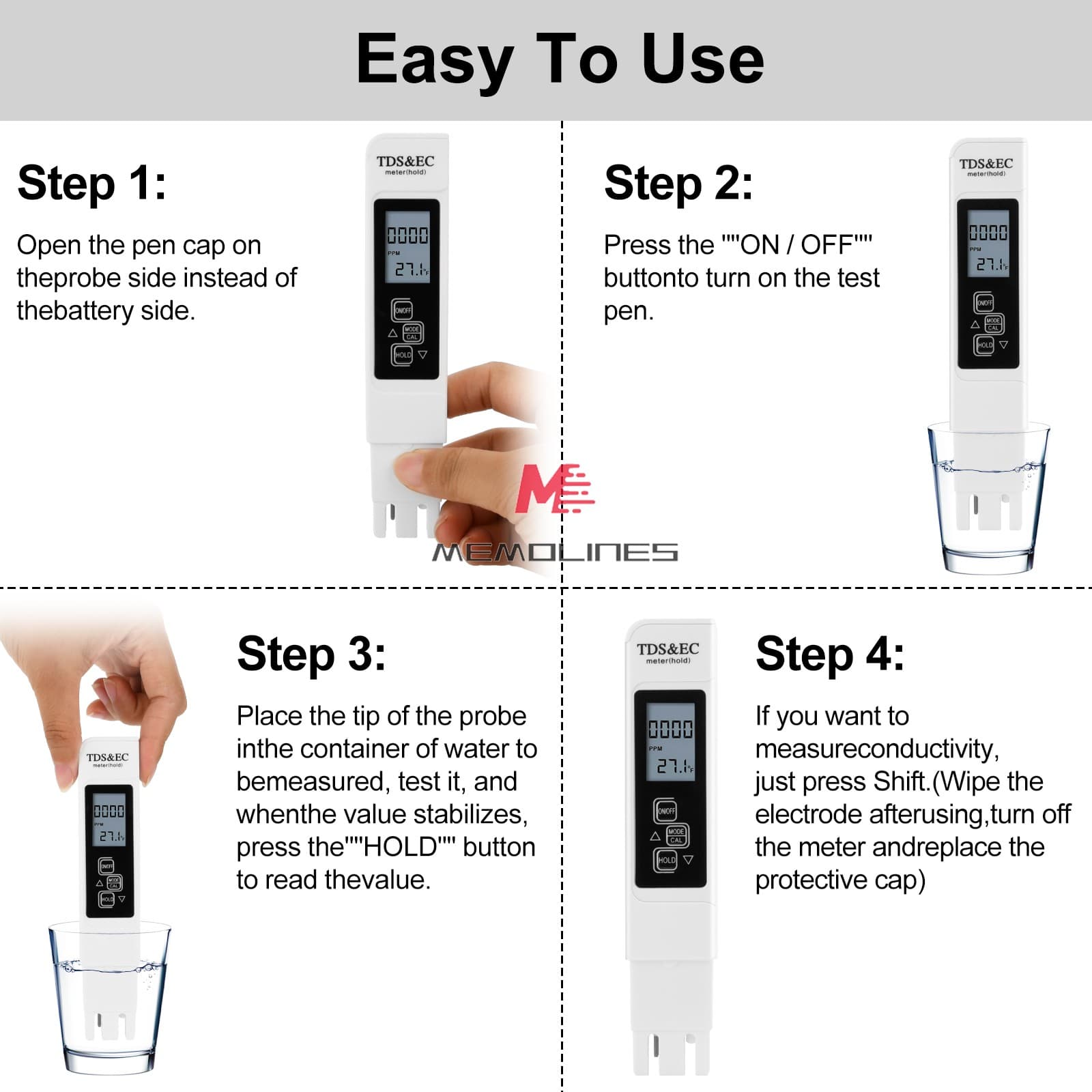 3PCS TDS Meter Digital Tester Water Quality Testing Kits for Drinking Water USA 6