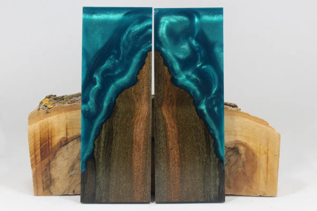 HYBRID STABILIZED DYED MAPLE TURQ CUSTOM COMPOSITE KNIFE HANDLE MATERIAL (8011)