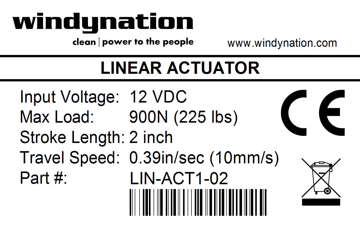 Heavy Duty 2" Inch Linear Actuator Stroke 225 Lb Pound Max Lift 12V Volt DC 5