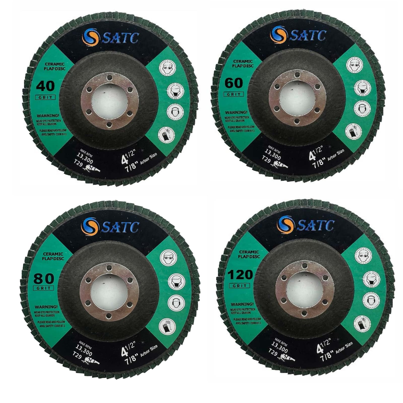 10 PCS 4-1/2" x 7/8" Ceramic Flap Discs 120 Grit 115MM Sanding Discs T29 Grinder 2