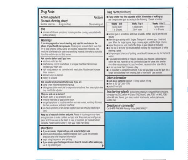 1PK Nicotine Walgreens gum uncoated 4mg 170ct sugar free EX03/2028 SEALED 2