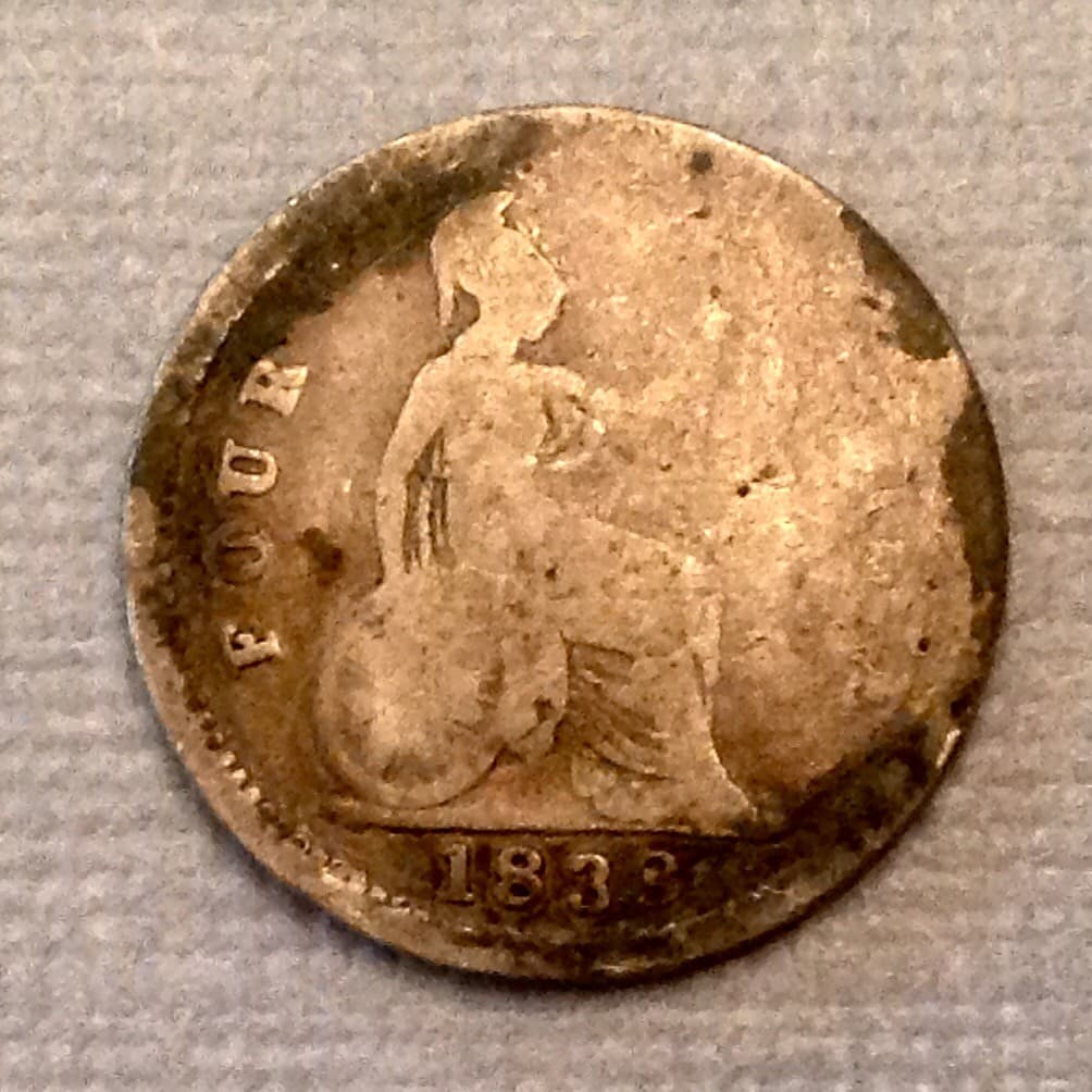 ~ 1838 Great Britain Victoria Silver Fourpence - free US shipping & handling