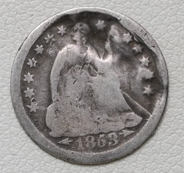 1853 Arrows at Date Seated Liberty Silver Half Dime 5c Coin /Z23