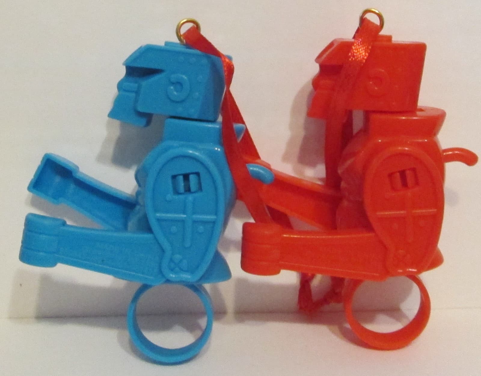 Rock 'Em Sock 'Em Robots Artesian Ornaments Red and Blue BOGO 2