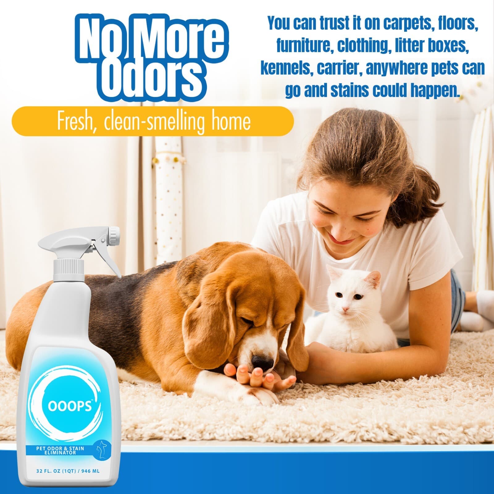 OOOPS Pet Odor & Poop Stain Eliminator Organic Enzyme for Home Dismantles Odors  5