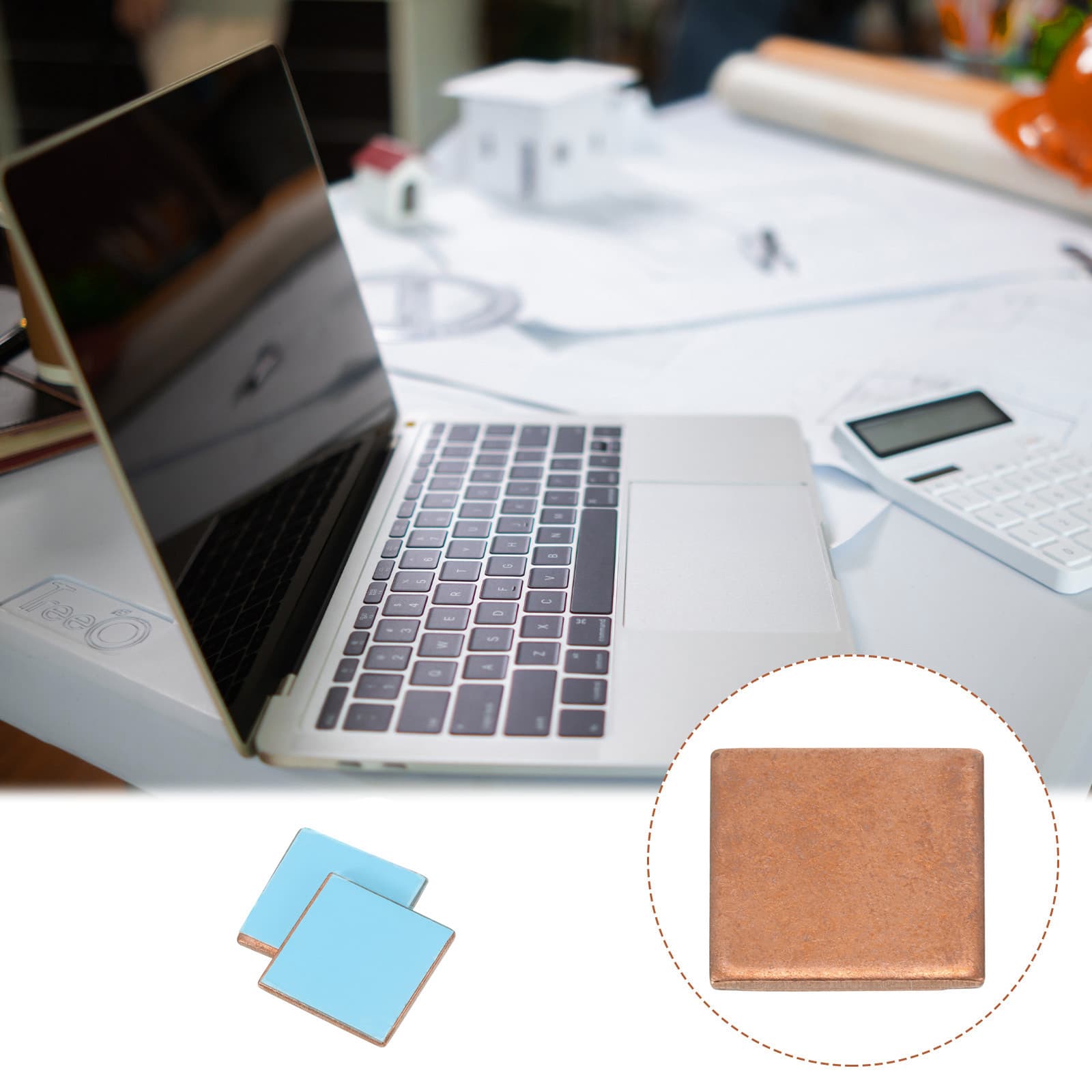 5 Set Heatsink Copper Shim 2mm with Thermal Conductive Tape for Computer 5